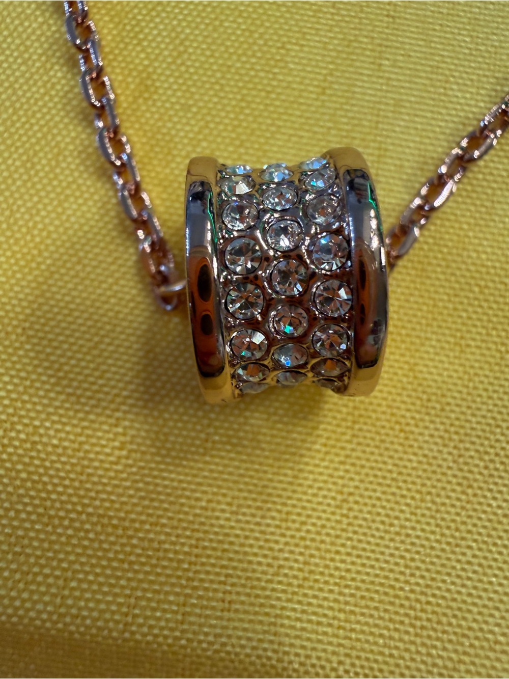 Park Lane Rose Gold-Tone Rhinestone Barrel Pendant Necklace